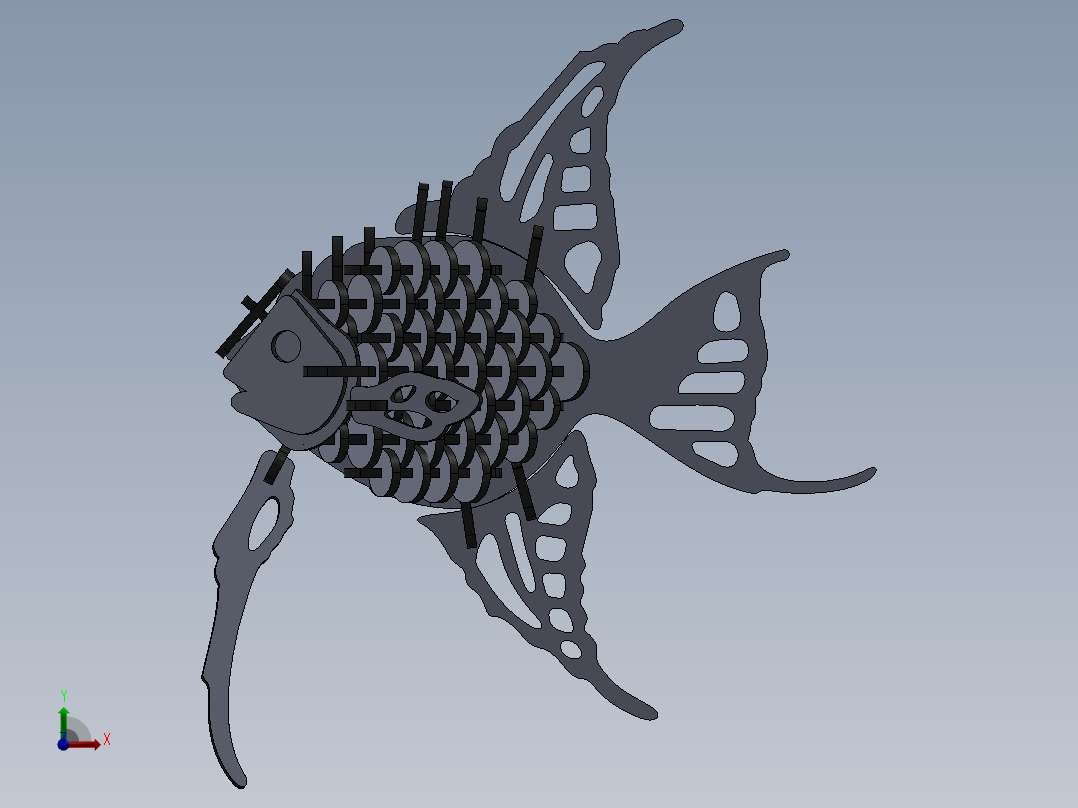 小钓鱼拼装模型激光切割3D图纸 Solidworks2018设计 附STP IGS等前视图