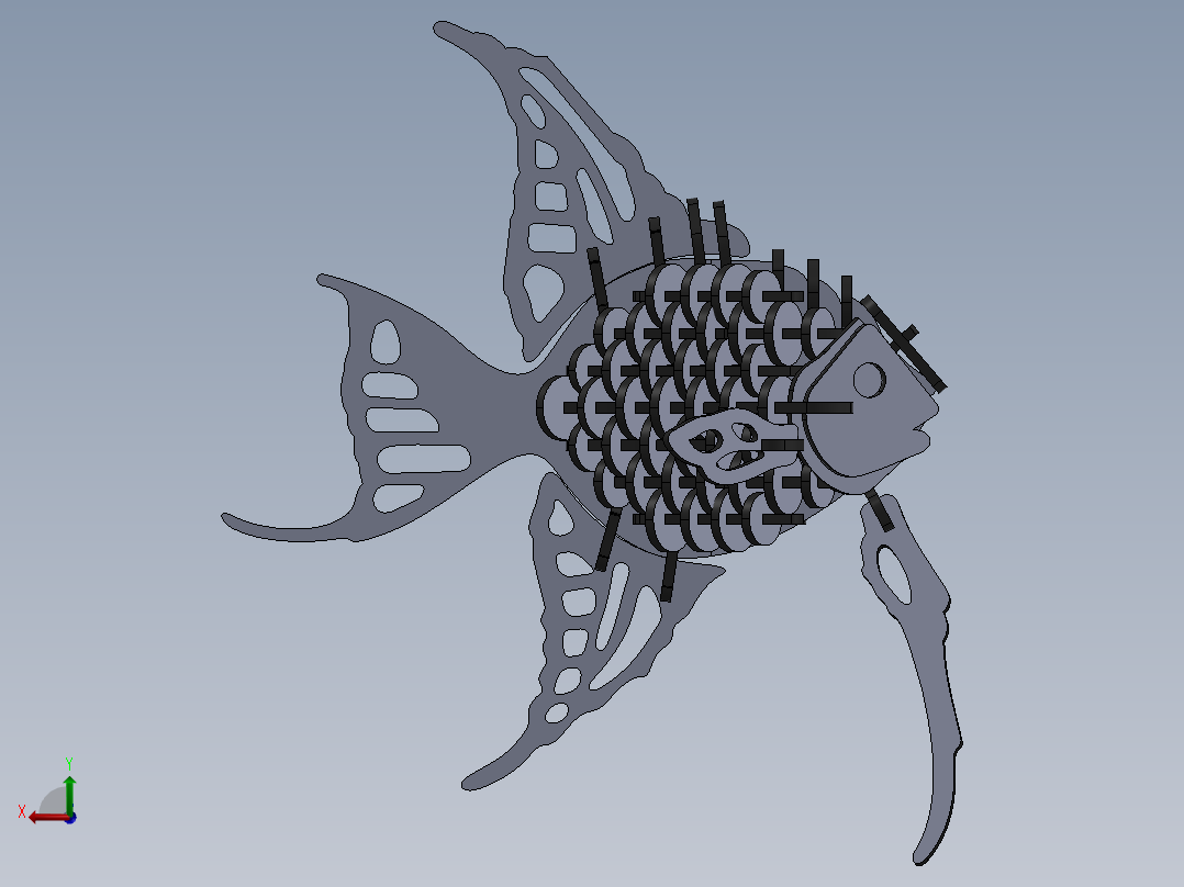 小钓鱼拼装模型激光切割3D图纸 Solidworks2018设计 附STP IGS等后视图