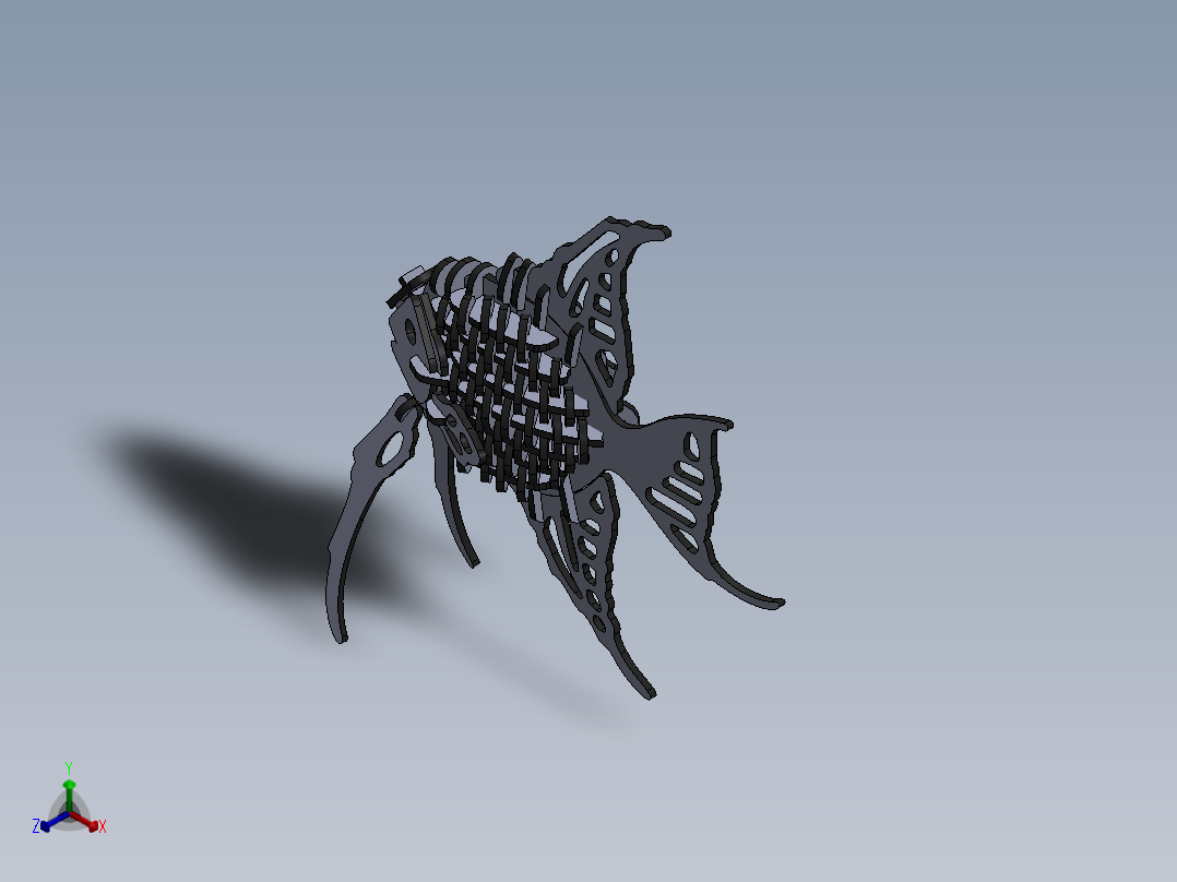 小钓鱼拼装模型激光切割3D图纸 Solidworks2018设计 附STP IGS等正等轴测图