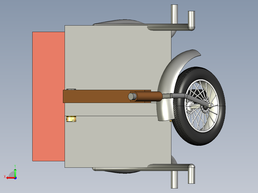 卧式两轮电动车后视图
