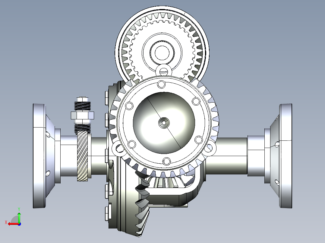 奥迪Quattro 016差速器变速箱3D图纸 INVENTOR设计 附IGS后视图