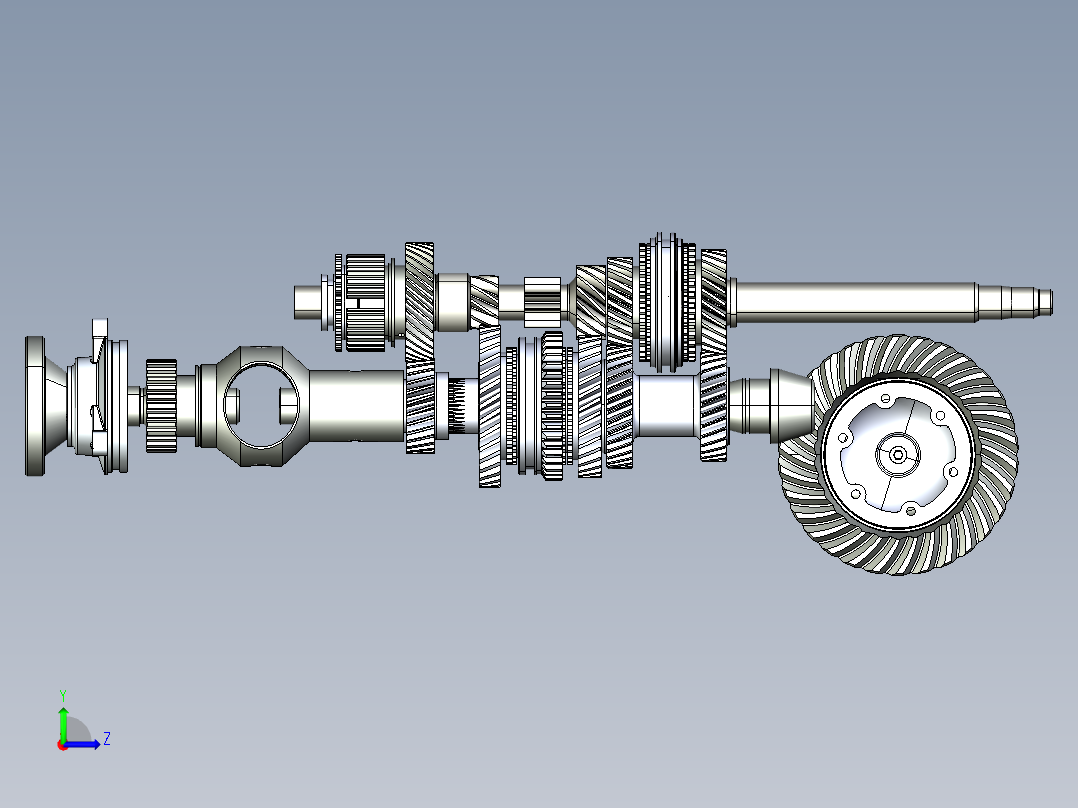 奥迪Quattro 016差速器变速箱3D图纸 INVENTOR设计 附IGS左视图