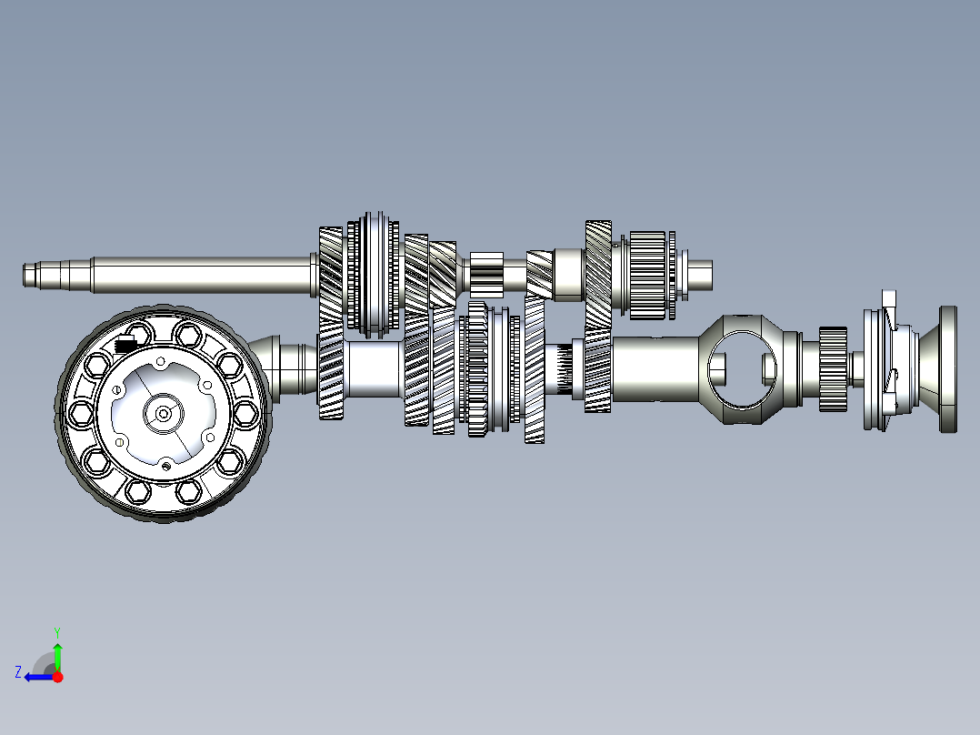 奥迪Quattro 016差速器变速箱3D图纸 INVENTOR设计 附IGS右视图