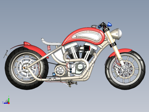 摩托车harley-davidson-1200-evo-fatster-SolidWorks设计-stp-x_t格式右视缩略图