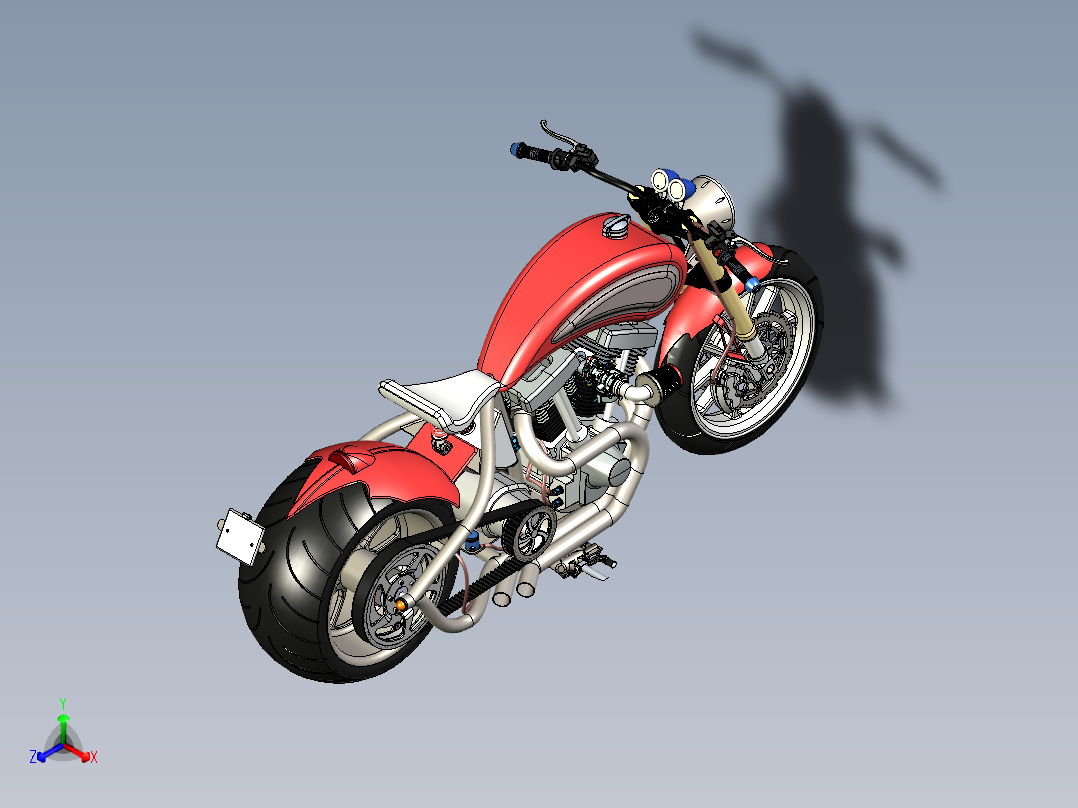 摩托车harley-davidson-1200-evo-fatster-SolidWorks设计-stp-x_t格式正等轴测图