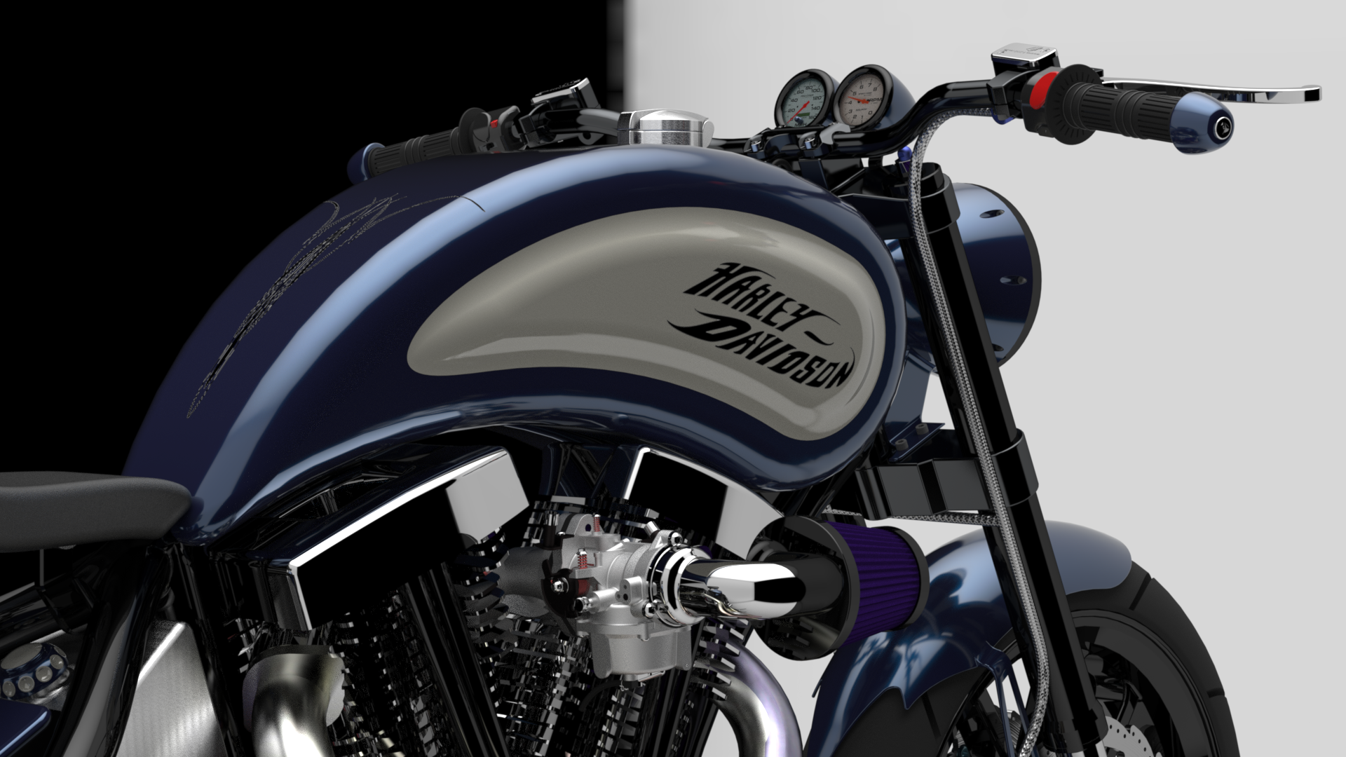 摩托车harley-davidson-1200-evo-fatster-SolidWorks设计-stp-x_t格式