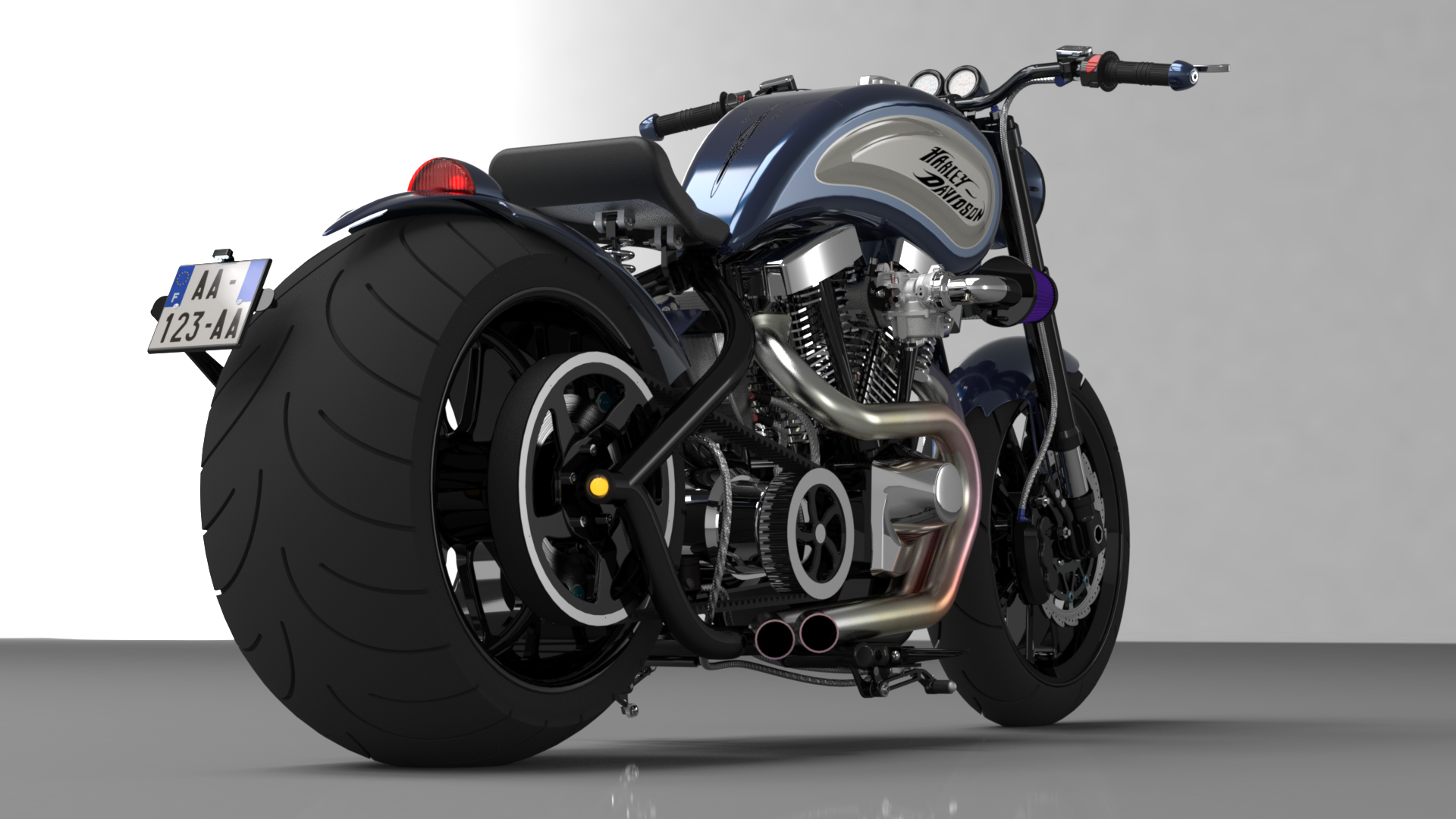 摩托车harley-davidson-1200-evo-fatster-SolidWorks设计-stp-x_t格式