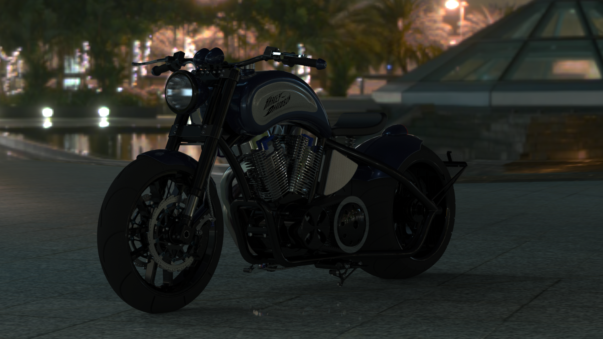摩托车harley-davidson-1200-evo-fatster-SolidWorks设计-stp-x_t格式