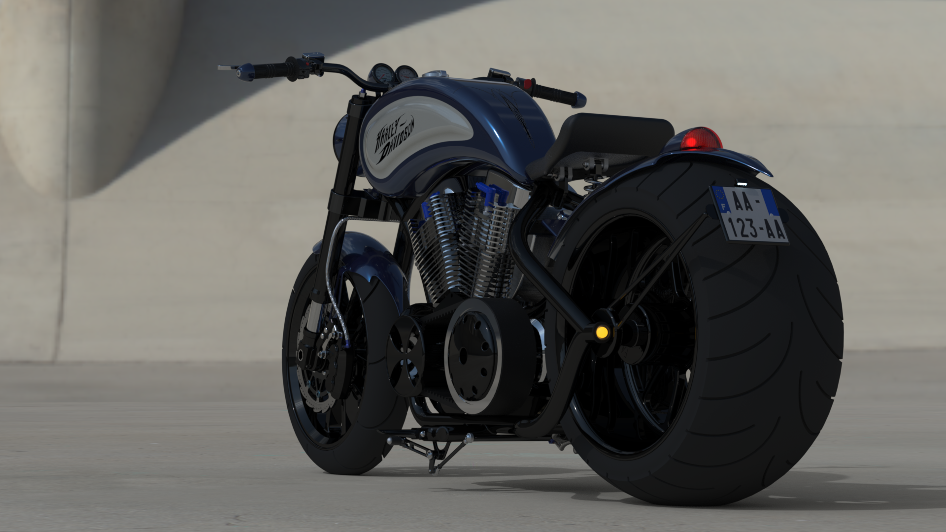 摩托车harley-davidson-1200-evo-fatster-SolidWorks设计-stp-x_t格式