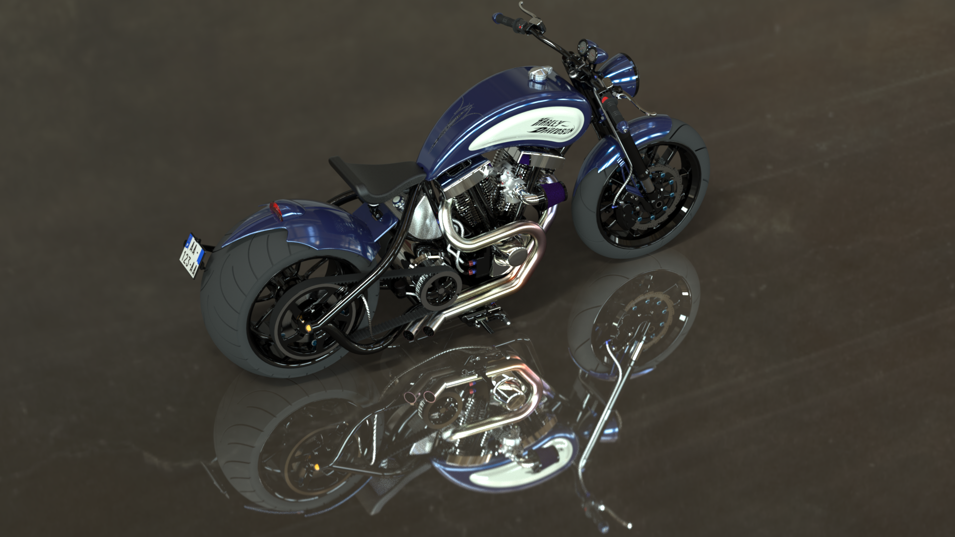 摩托车harley-davidson-1200-evo-fatster-SolidWorks设计-stp-x_t格式