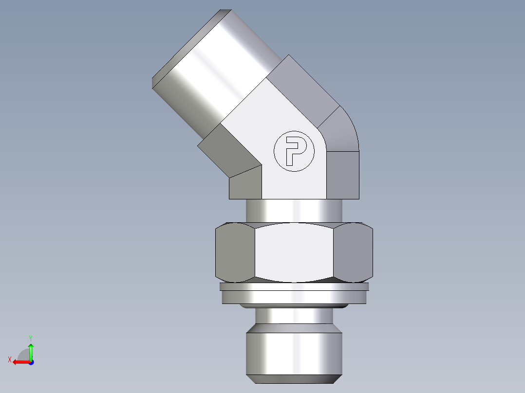 卡套式工业通用硬管接头EO_Adjustable_locknut_45_deg_elbow_VEE08LMOMDCF后视图