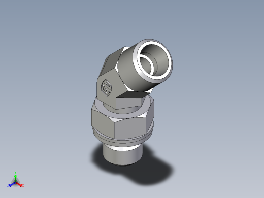 卡套式工业通用硬管接头EO_Adjustable_locknut_45_deg_elbow_VEE08LMOMDCF正等轴测缩略图