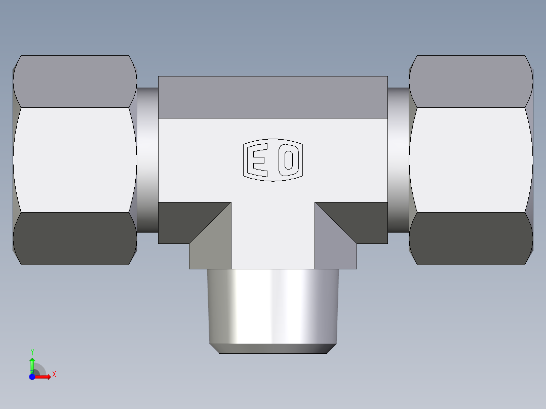 卡套式工业通用硬管接头EO_Male_stud_run_tee_TE16SRCF前视图