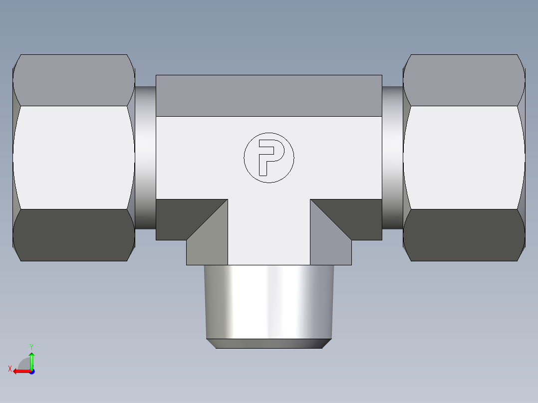 卡套式工业通用硬管接头EO_Male_stud_run_tee_TE16SRCF后视图