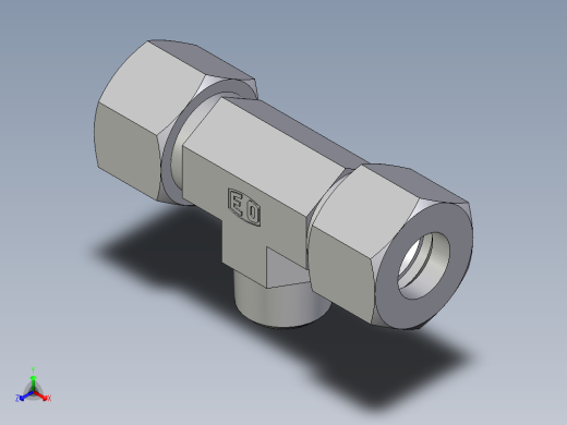 卡套式工业通用硬管接头EO_Male_stud_run_tee_TE16SRCF正等轴测缩略图