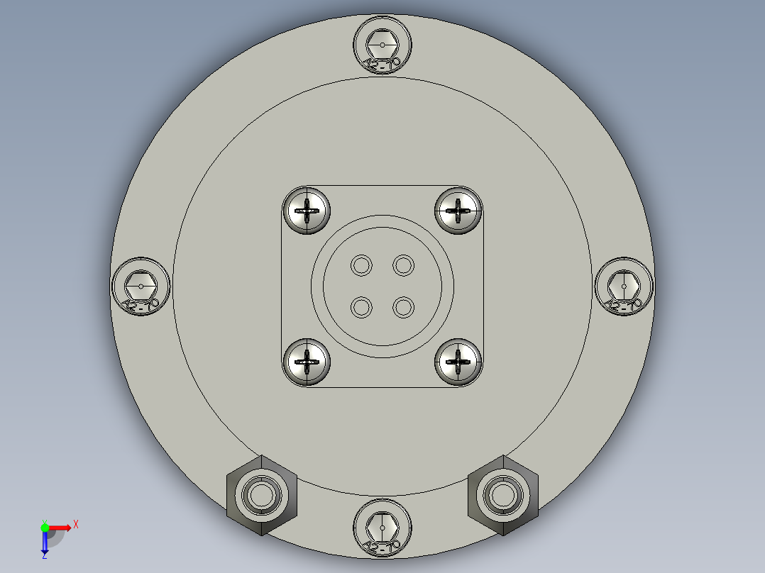 水冷主轴电机 8001200 W 直径 65mm 夹头 ER11俯视图