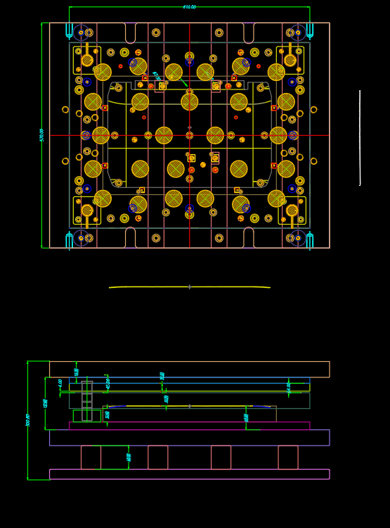 电脑外壳预成形冲孔模具CAD设计图纸