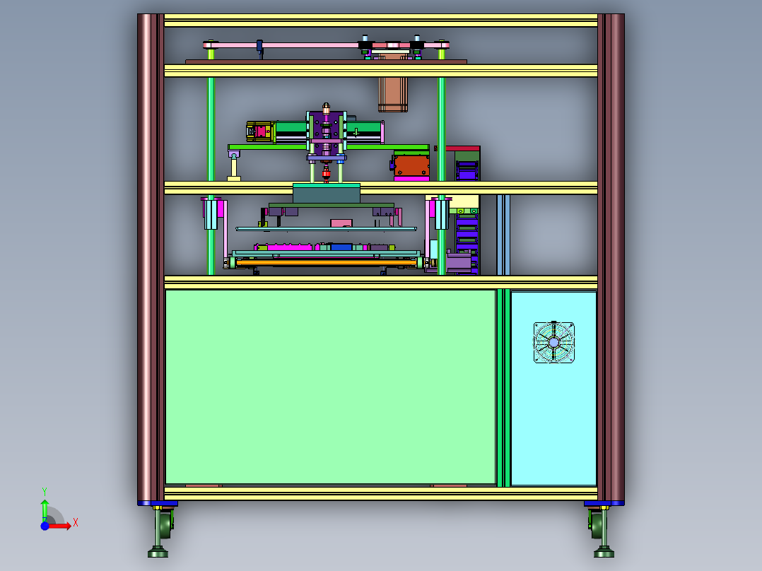 自动送板机的升降机前视图