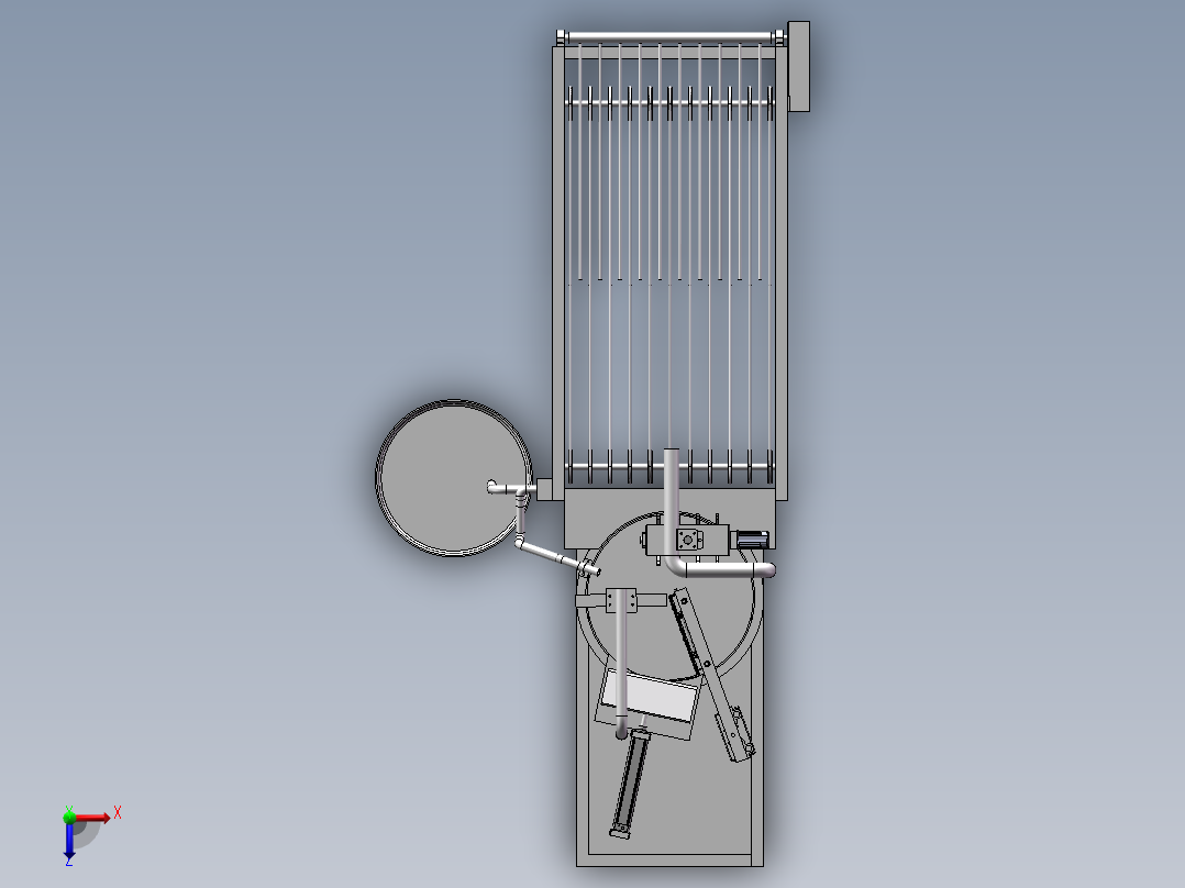 全自动煎饼机三维SolidWorks图+CAD图俯视图