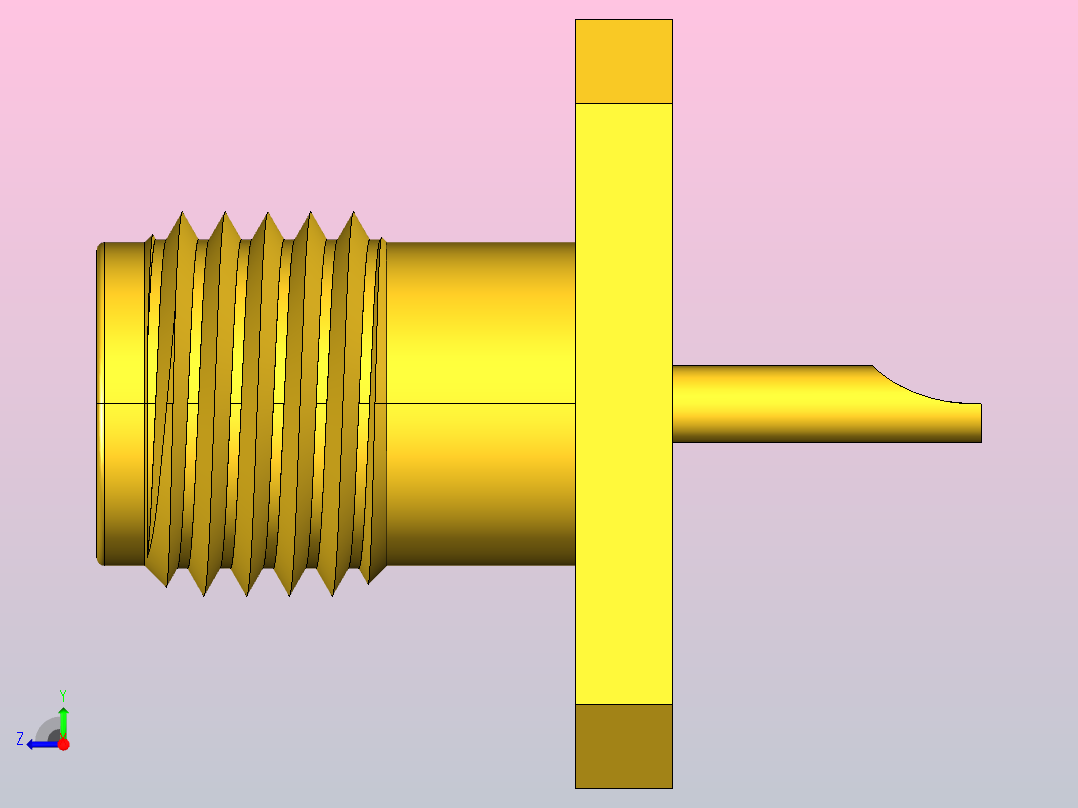 SMA 4孔法兰18 GHz连接器右视图