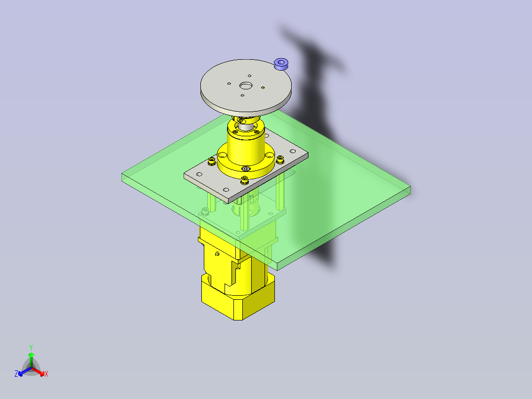 一款工件排出转台3D模型主视图