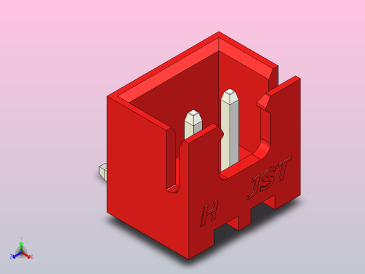 红色JST XH 2针连接器P 2 54mm成角度正等轴测缩略图