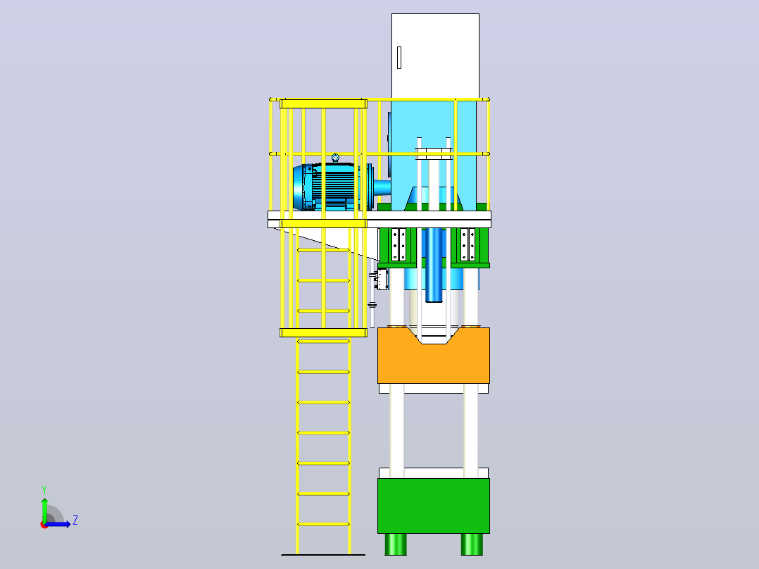 一款机床600T油压机三维模型左视图