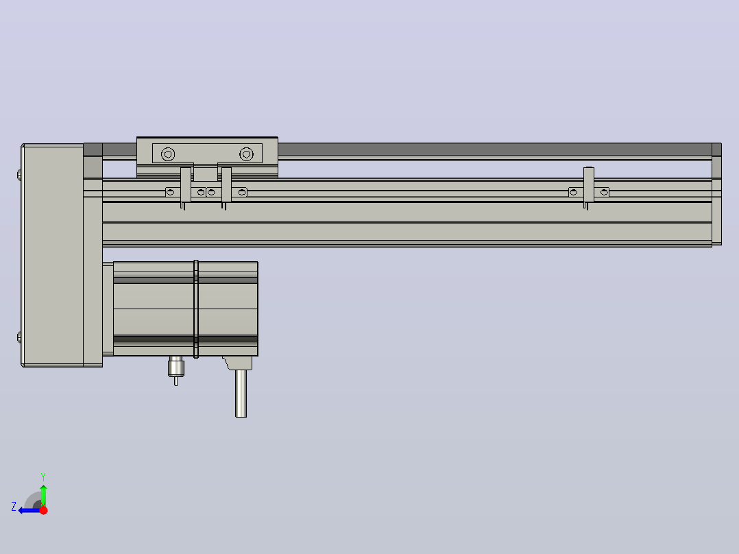 SYS12-200-BM-200W滚珠花健、支撑座、滚珠丝杠、交叉导轨、直线模组.STEP右视图