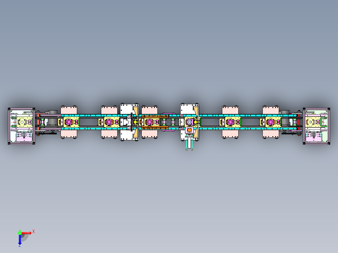 工装流水板组装点胶循环作业非标自动化设备俯视图