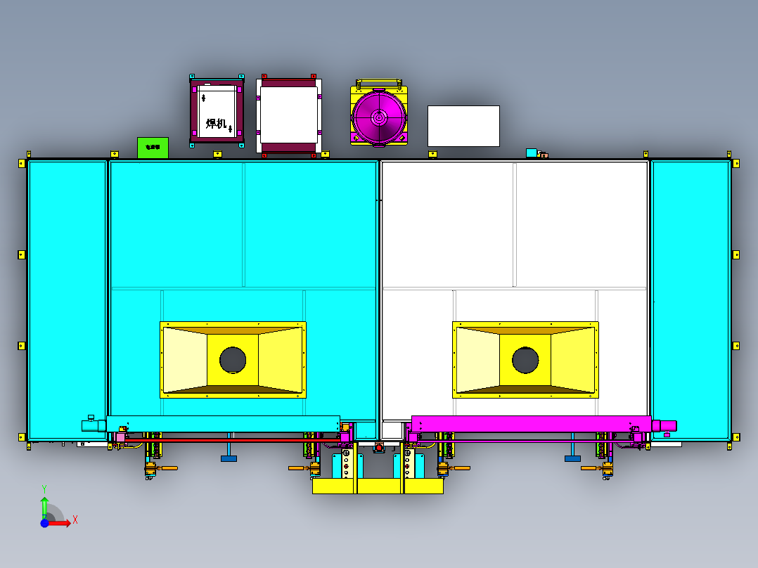 单机器人双夹具弧焊工作站前视图