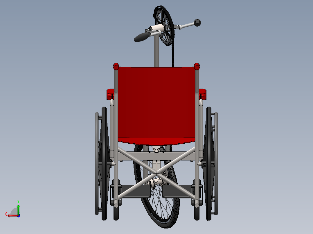 手摇自行车轮椅模型sw2020可编辑后视图