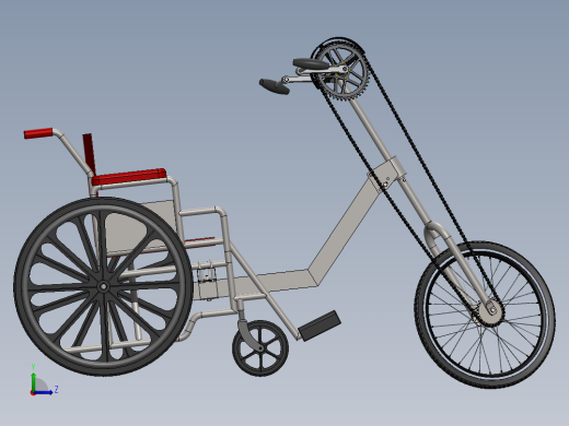 手摇自行车轮椅模型sw2020可编辑左视缩略图