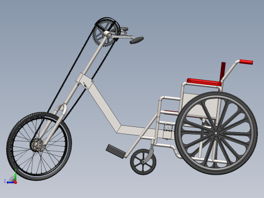 手摇自行车轮椅模型sw2020可编辑右视缩略图