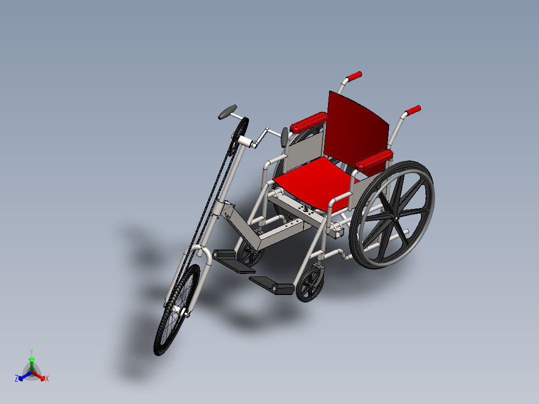 手摇自行车轮椅模型sw2020可编辑正等轴测图