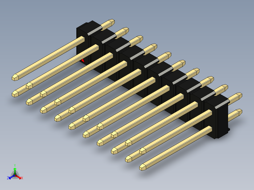 彩色公头100mil（2.54mm）系列-DS1021_black_2x10p_100mil_Type5_rev1.0主视图