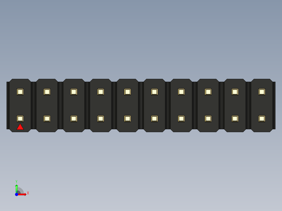 彩色公头100mil（2.54mm）系列-DS1021_black_2x10p_100mil_Type5_rev1.0前视图