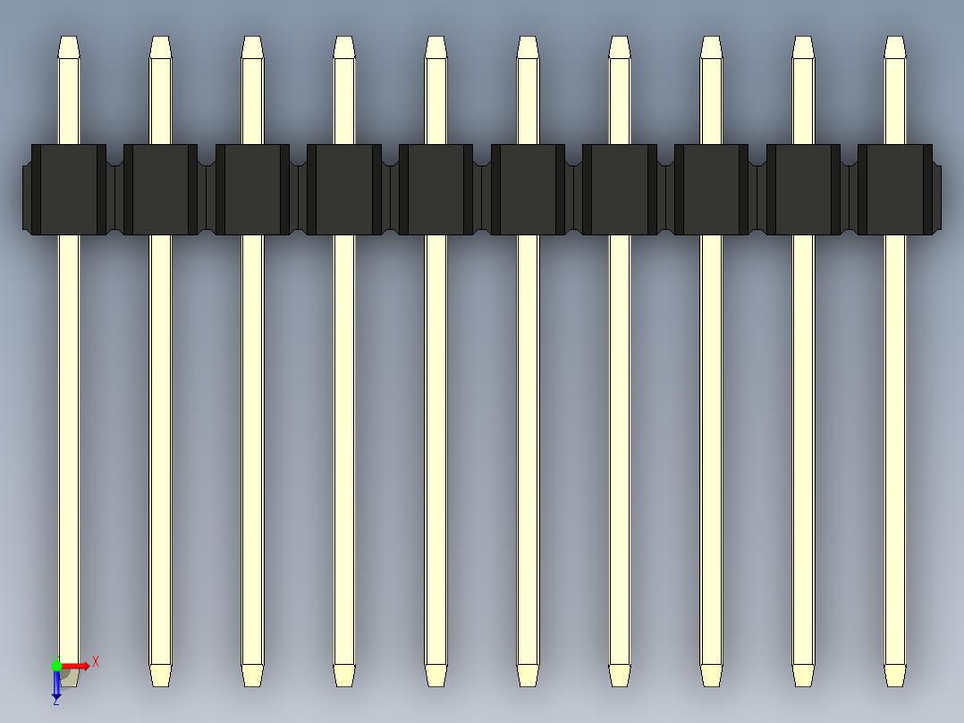 彩色公头100mil（2.54mm）系列-DS1021_black_2x10p_100mil_Type5_rev1.0俯视图