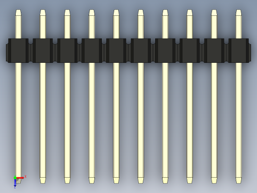 彩色公头100mil（2.54mm）系列-DS1021_black_2x10p_100mil_Type5_rev1.0俯视缩略图