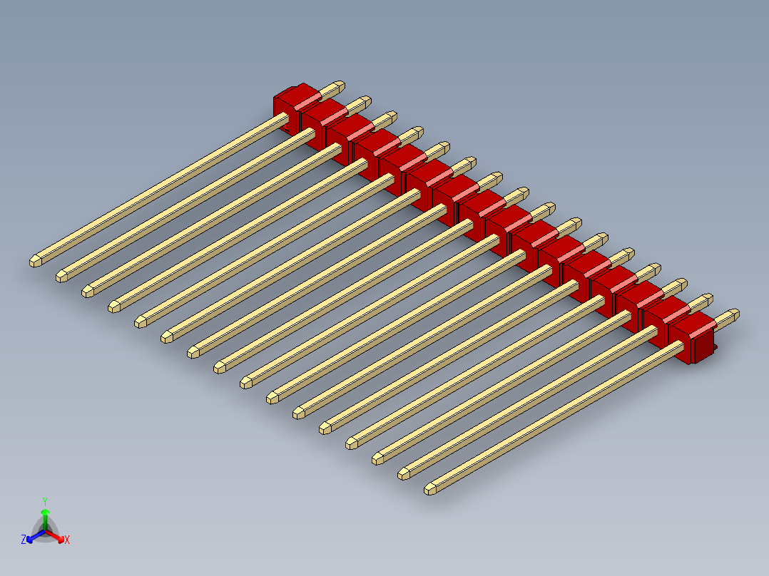 彩色公头100mil（2.54mm）系列-DS1021_red_1x16p_100mil_Type43_rev1.0主视图