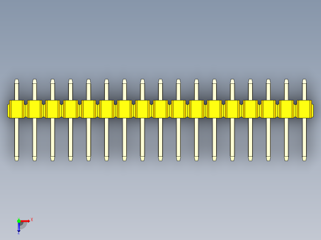 彩色公头100mil（2.54mm）系列-DS1021_yellow_2x17p_100mil_Type1_rev1.0俯视图