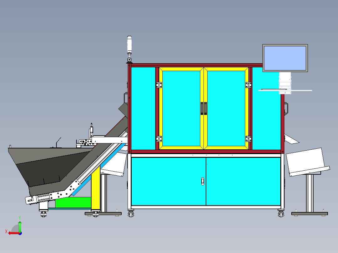 O型圈光学筛选机3d图纸 双转盘视觉检测 橡胶O型圈视觉分拣机方案后视图