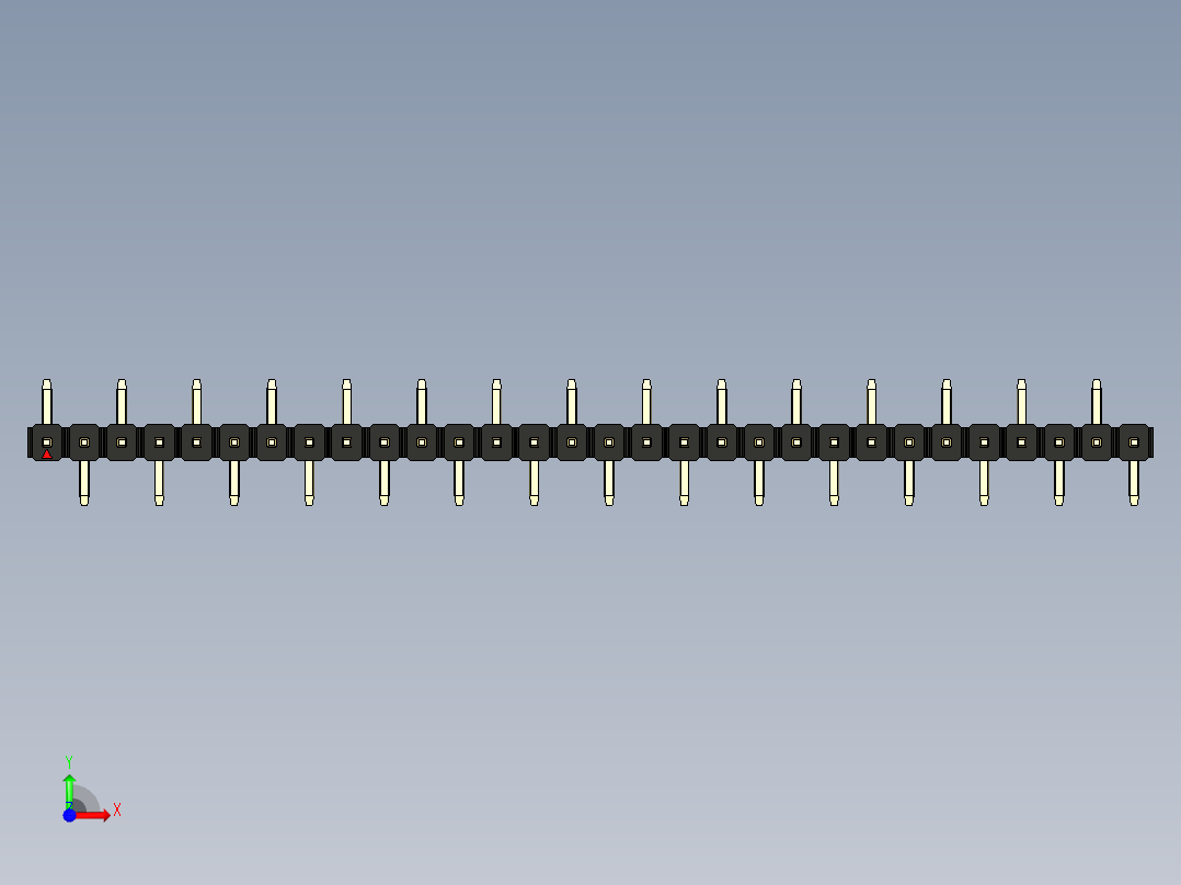 彩色公排针 100mil 2.54mm 系列-DS1022_black_30p_100mil_Type_SMT_R1_rev1.0前视图