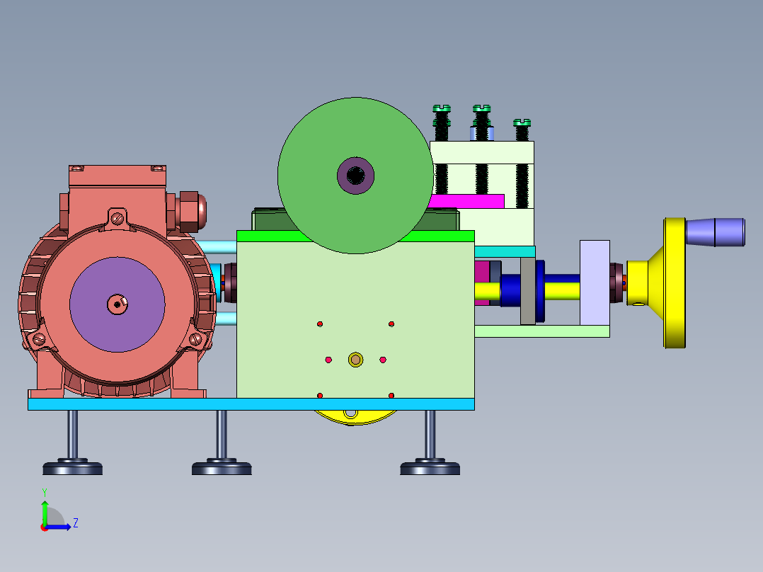 台式小型金属加工机床左视图
