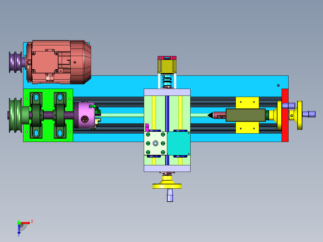 台式小型金属加工机床俯视图