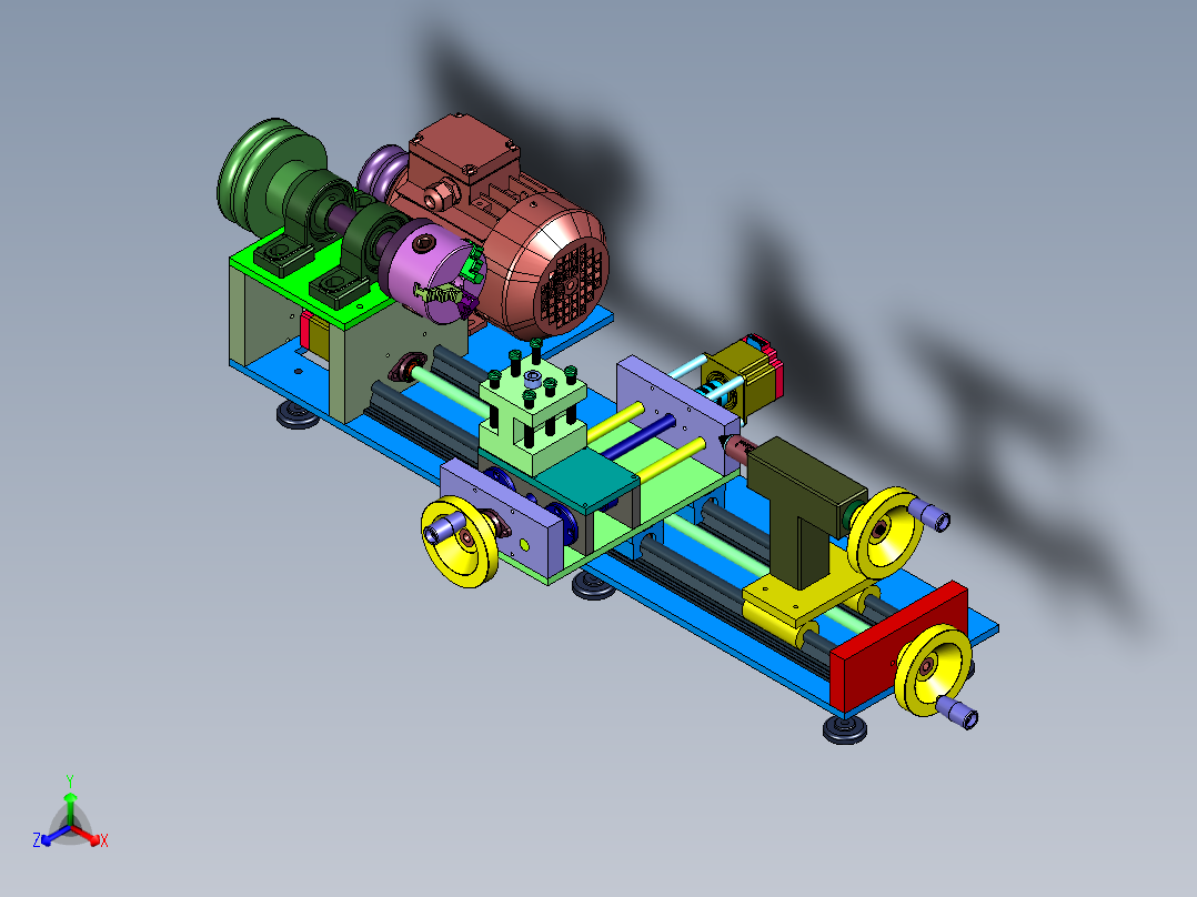 台式小型金属加工机床正等轴测图