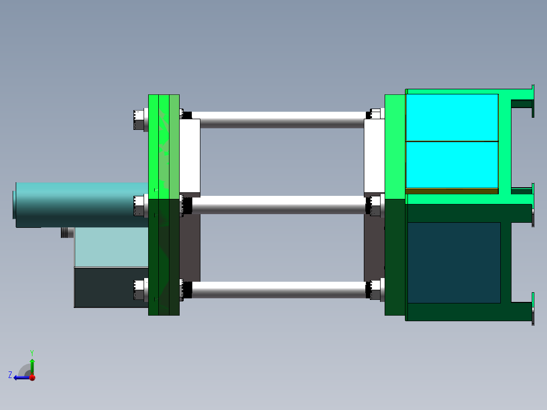 四柱液压机模型右视图