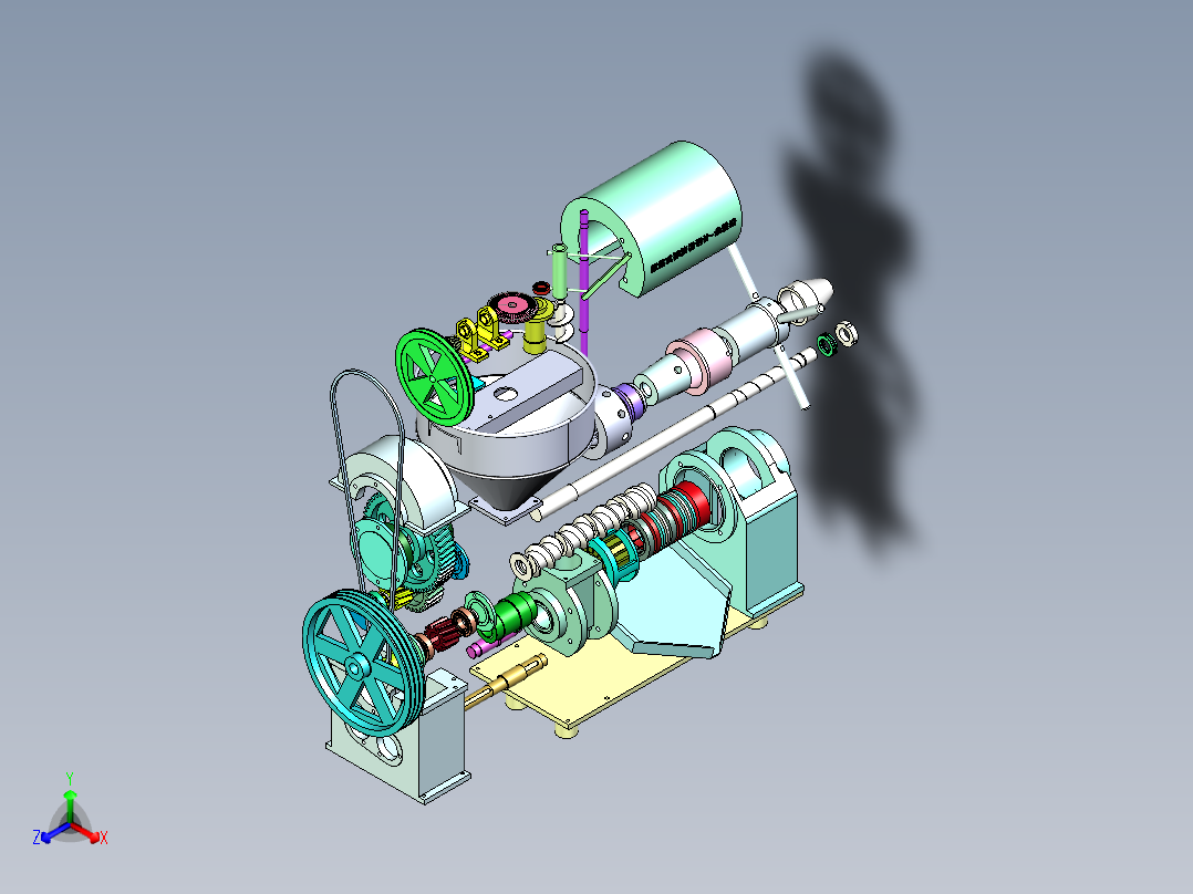 螺旋式榨油机设计正等轴测图