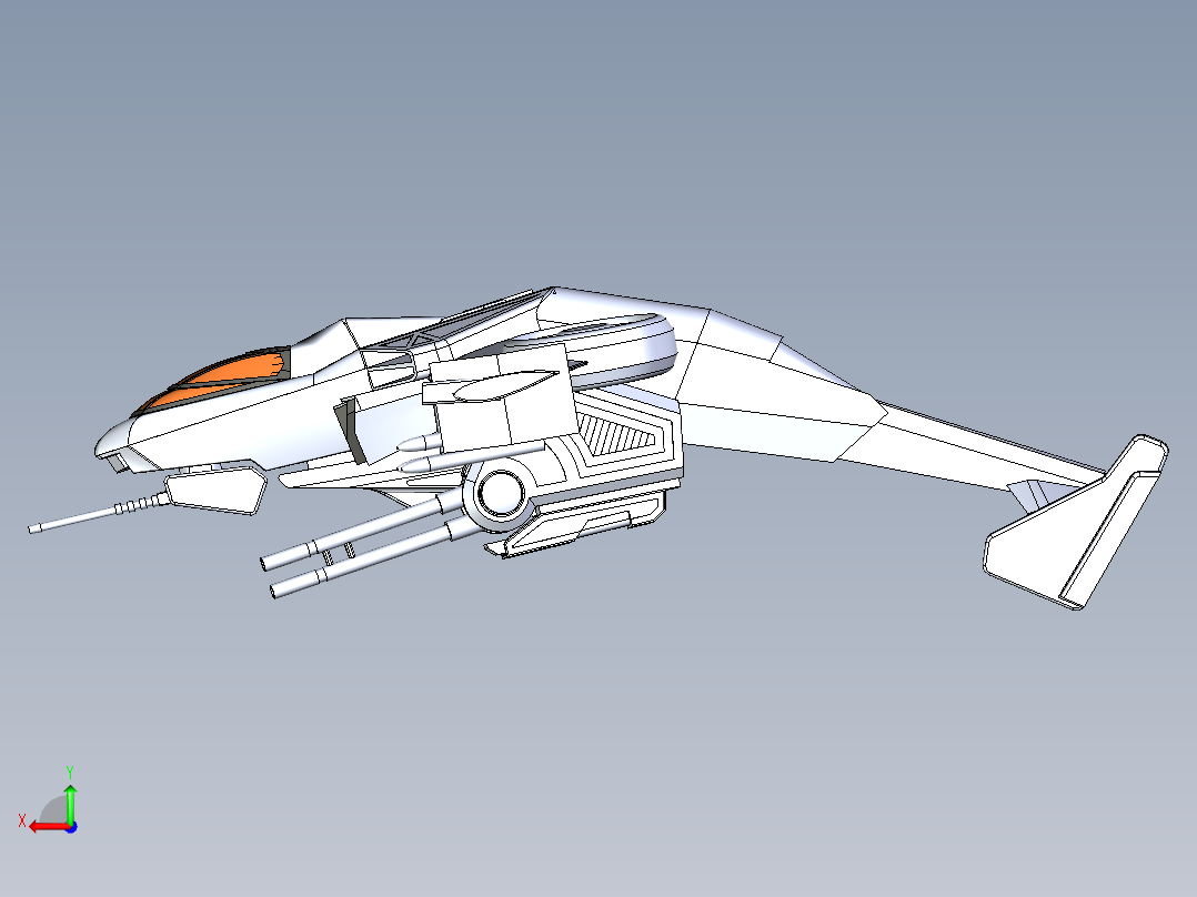 B3003246-科幻战斗机后视图