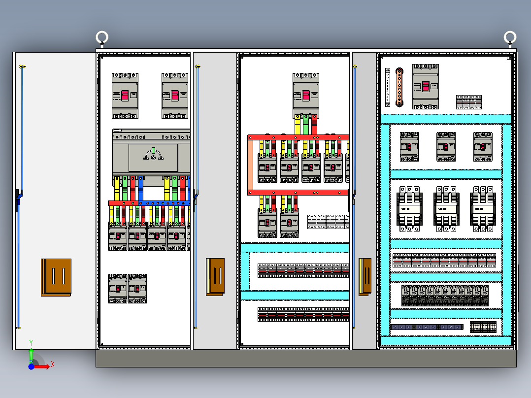三柜组装双电源630A大型接触器控制柜 55435前视图