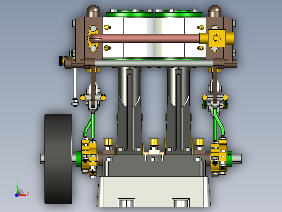 蒸汽机steam-engine-d10-with-reversing-gear-模型格式为 stp前视图
